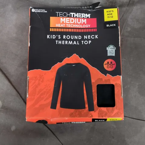 BOXED MOUNTAIN WAREHOUSE KIDS ROUND NECK THERMAL IN BLACK - AGE 11-12