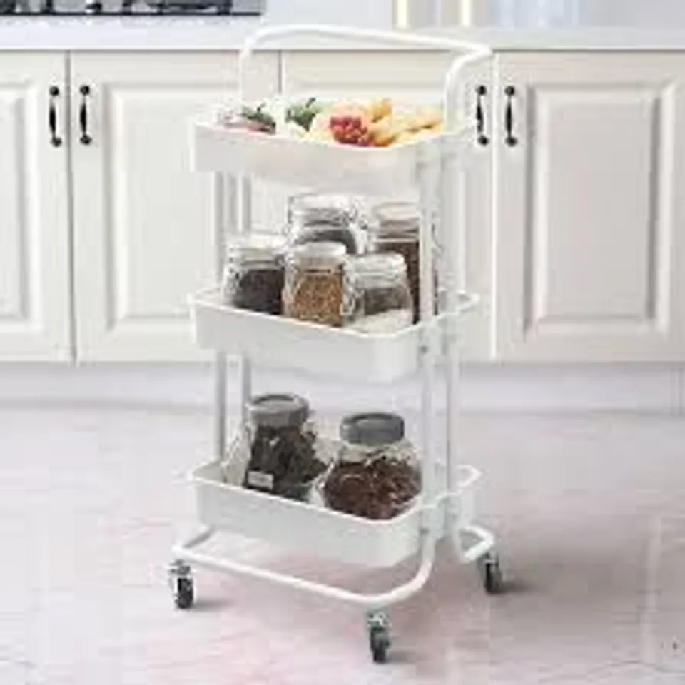 BOXED OFCASA 3 TIERS STORAGE ROLLING CART - WHITE