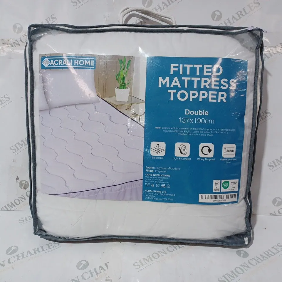ACRALI HOME FITTED MATTRESS TOPPER - DOUBLE SIZE
