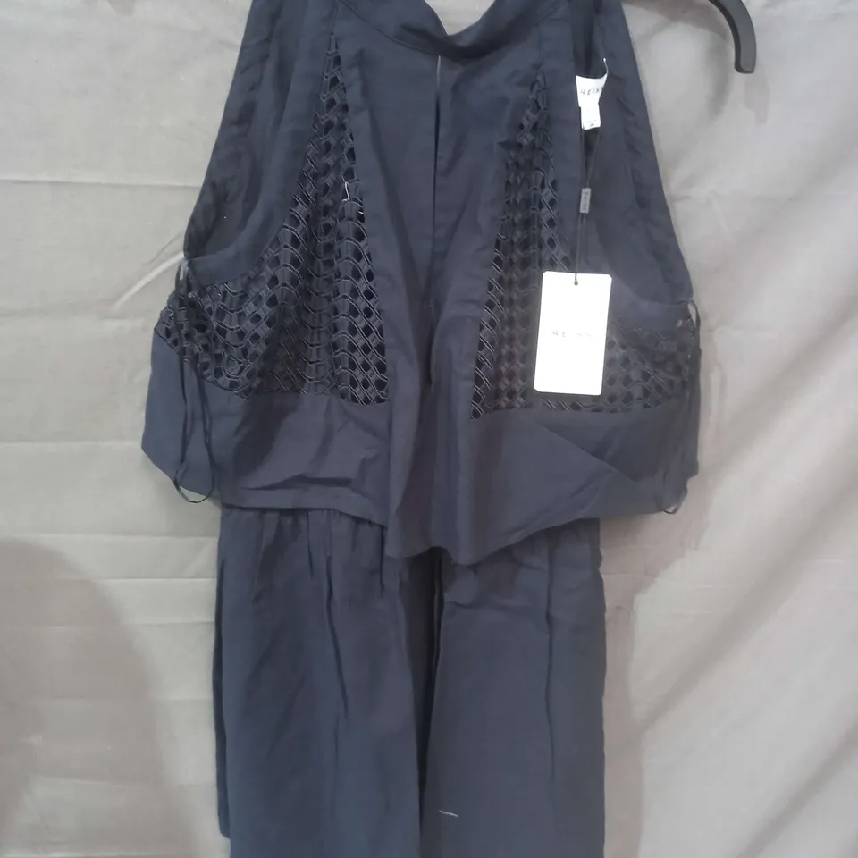 REISS EDEN BRODERIE SLEEVELESS NAVY DRESS - UK 8