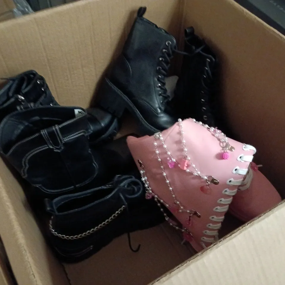 LOT OF APPROXIMATELY 5 ASSORTED PAIRS OF SHOES AND BOOTS IN VARIOUS SIZES
