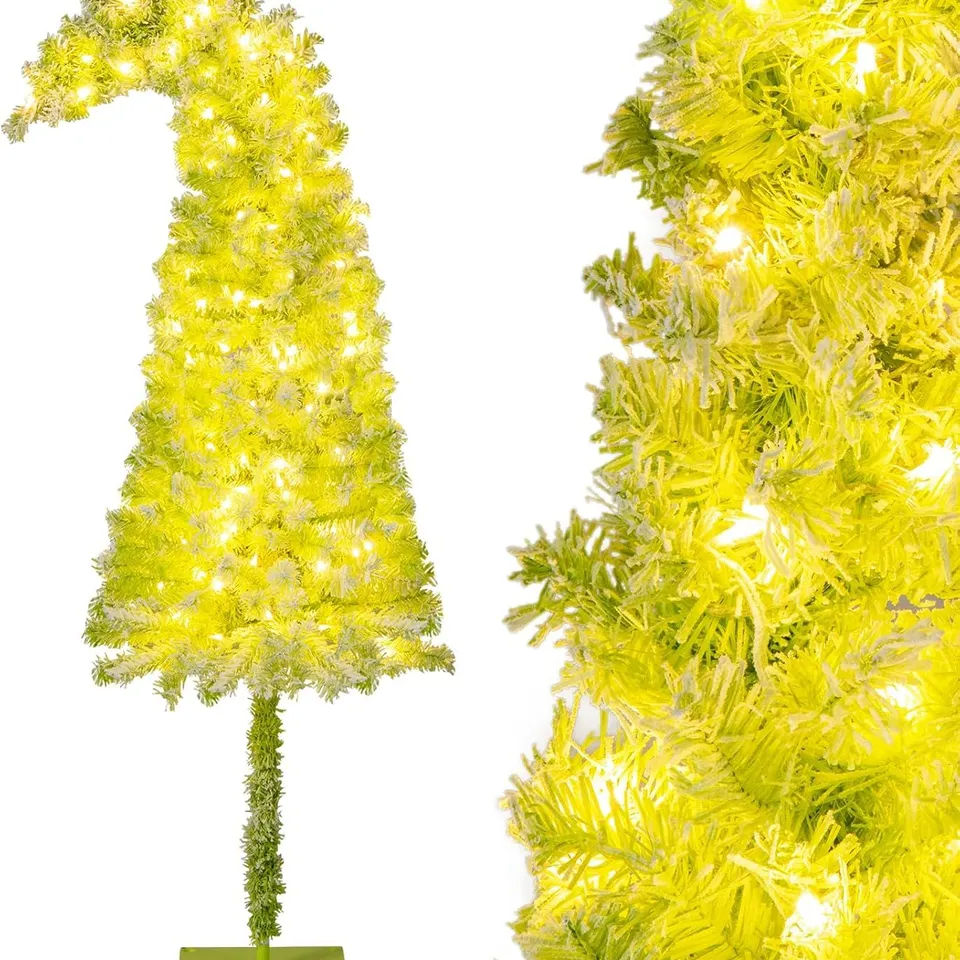  BOXED WHIMSICAL 5ft CHRISTMAS TREE WITH BRANCH TIPS AND WARM WHITE LED LIGHTS 