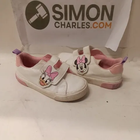 KIDS' WHITE MINNIE MOUSE VELCRO TRAINERS – SIZE UK9 EU27
