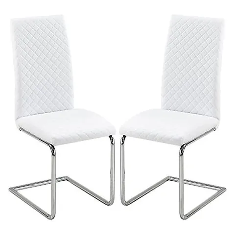 BRAND NEW BOXED SET OF 2 RONN DINING CHAIRS - WHITE PU (1 BOX)