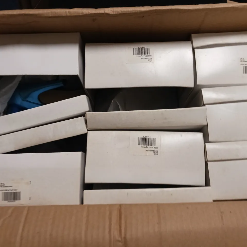 LOT OF 8 BOXED PAIRS OF ASOS SCALA HIGH HEEL SHOES IN BLUE - UK 4