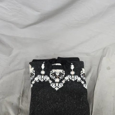 MONSOON WOMEN'S KNIT JUMPER – BLACK WITH WHITE NORDIC PATTERN, XL 