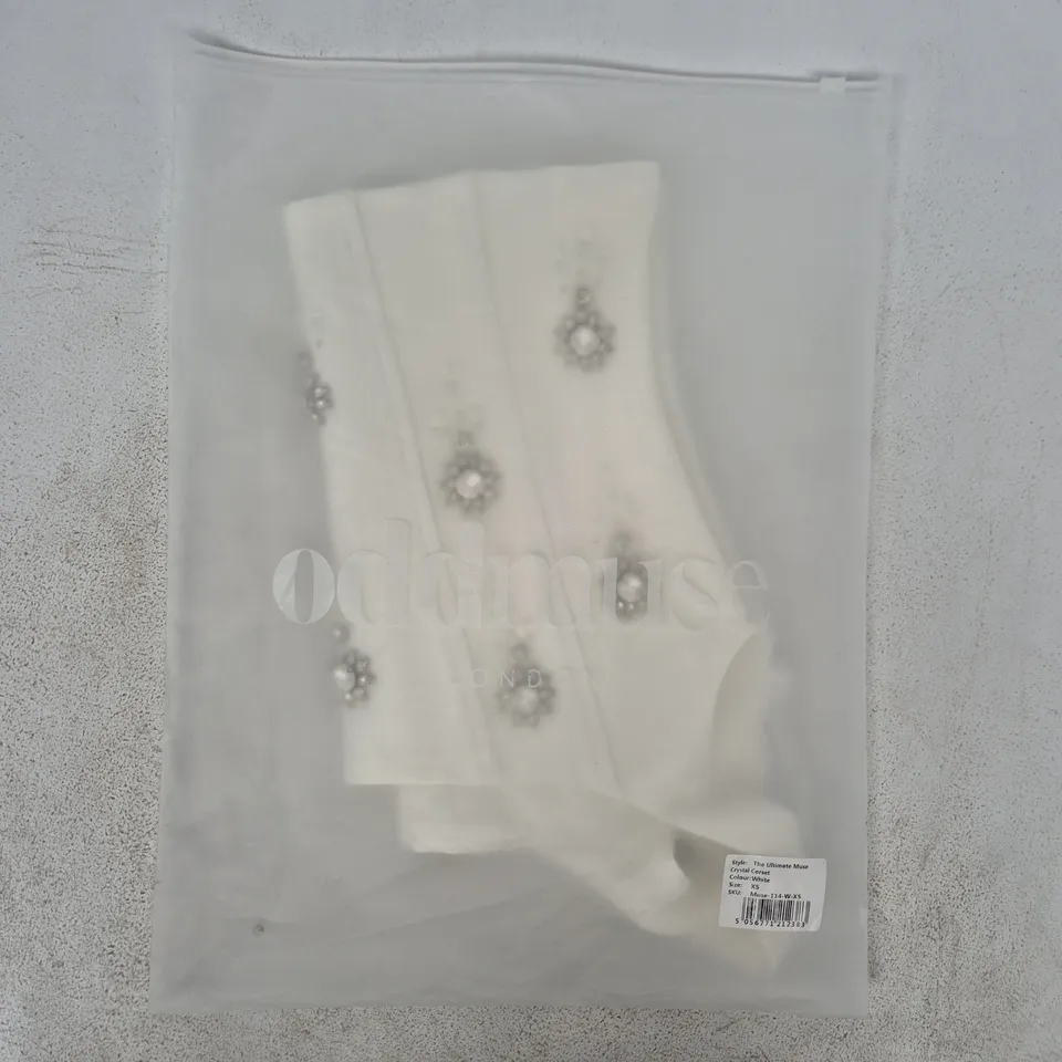 BAGGED ODDMUSE THE ULTIMATE MUSE CRYSTAL CORSET IN WHITE SIZE XS