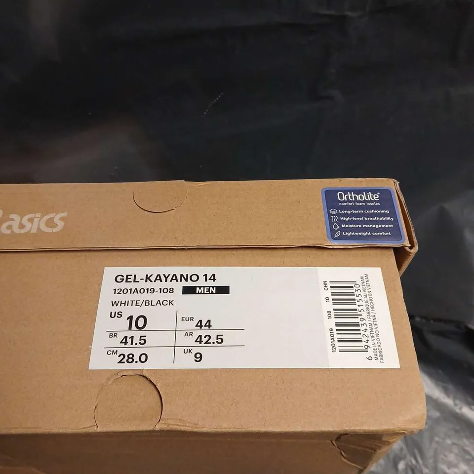 BOXED PAIR OF ASICS GEL-KAYANO 14 MEN'S RUNNING SHOES – UK 9 