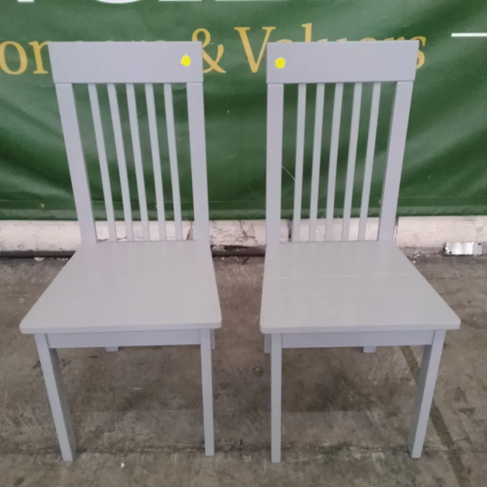 SET OF 2 OXFORD GREY WOOD DINING CHAIRS 