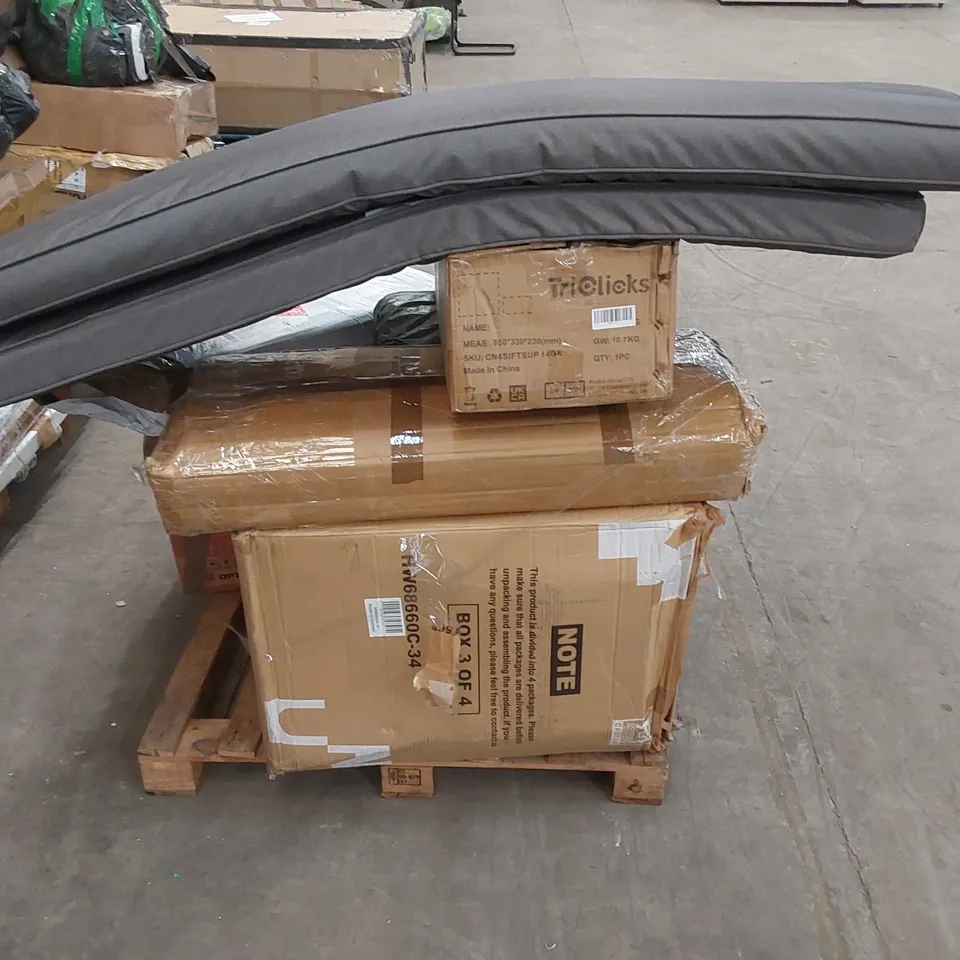 PALLET OF ASSORTED FURNITURE PARTS AND HOUSEHOLD PRODUCTS 