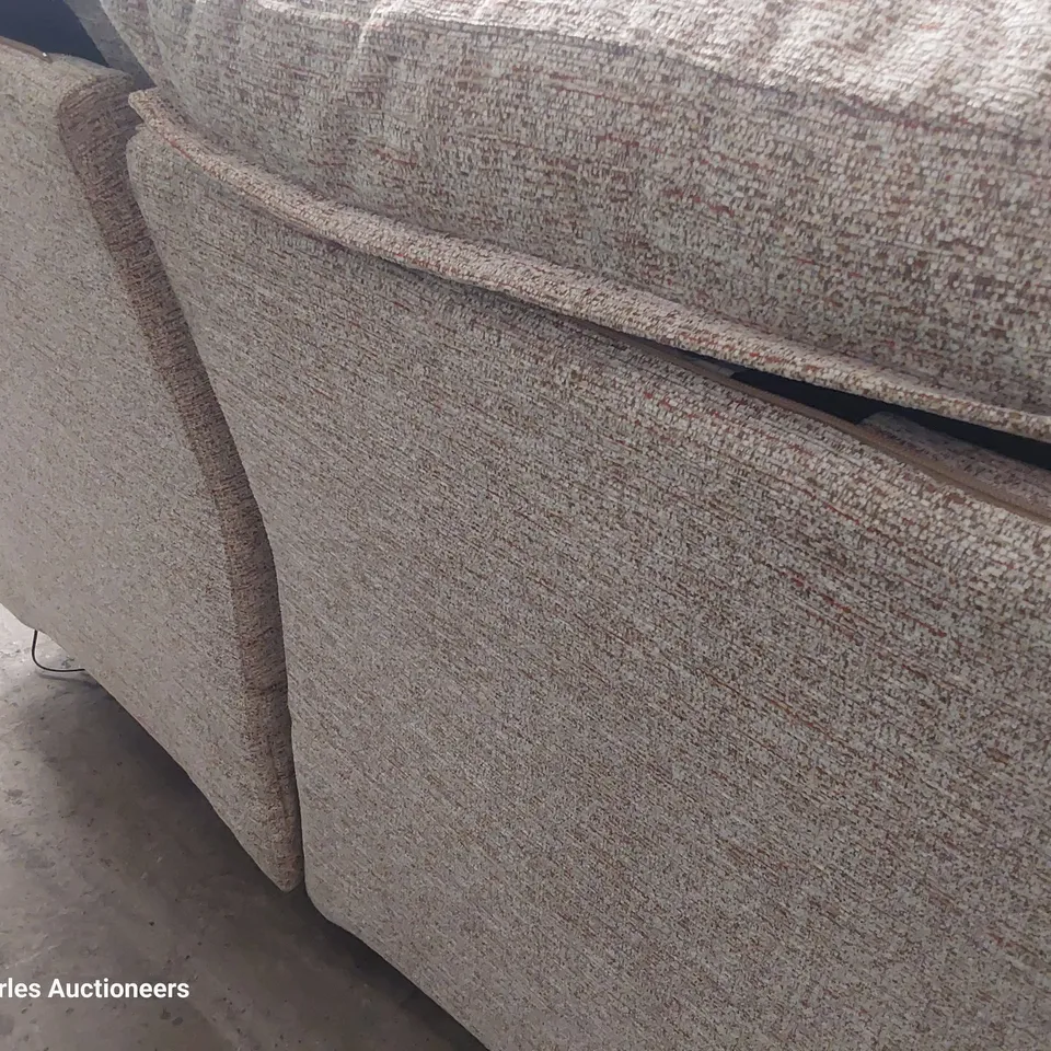 QUALITY BRITISH DESIGNER G PLAN MALVERN POWER RECLINING TWO SEATER SOFA KAMPALA BEIGE FABRIC 