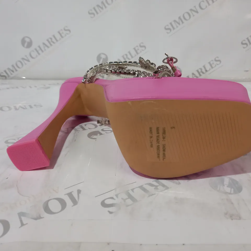 EGO PINK STILETTO HIGH PLATFORM HEELS WITH DIAMOND DECORTION SIZE 6