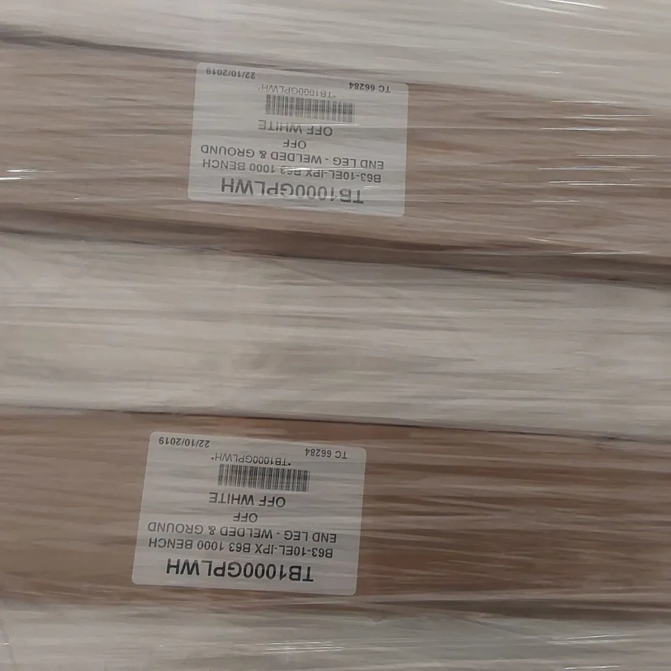 PALLET CONTAINING A LARGE ASSORTMENT OF BRAND NEW OFFICE FURNITURE PARTS TO INCLUDE: B63 1000 BENCH END LEGS, ROLLOUT SHELVES ECT