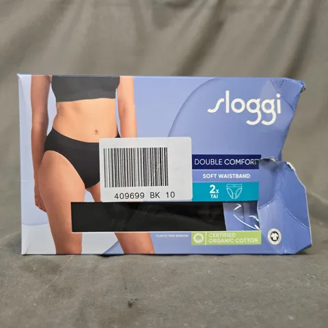 SLOGGI DOUBLE COMFORT BRIEFS 2-PACK IN BLACK SIZE 10