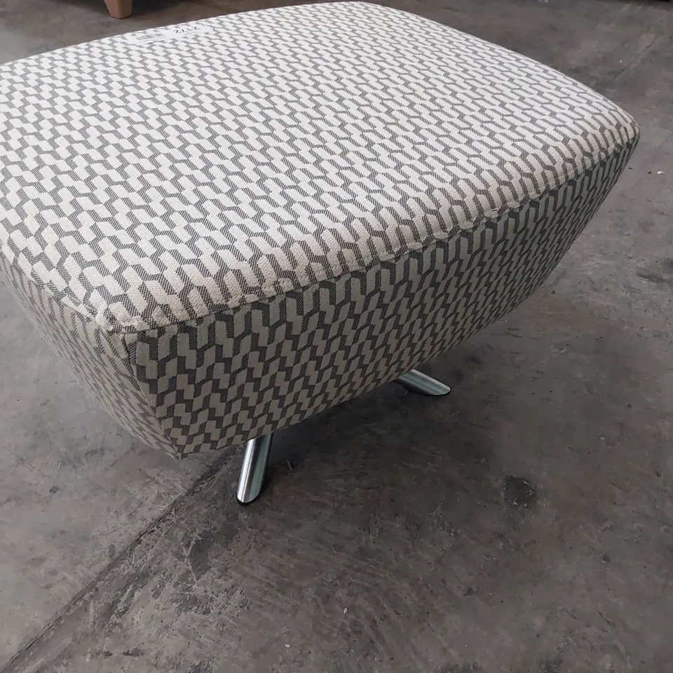 QUALITY BRITISH DESIGNER LOUNGE Co. JACKSON FOOTSTOOL GREY GEOM FABRIC