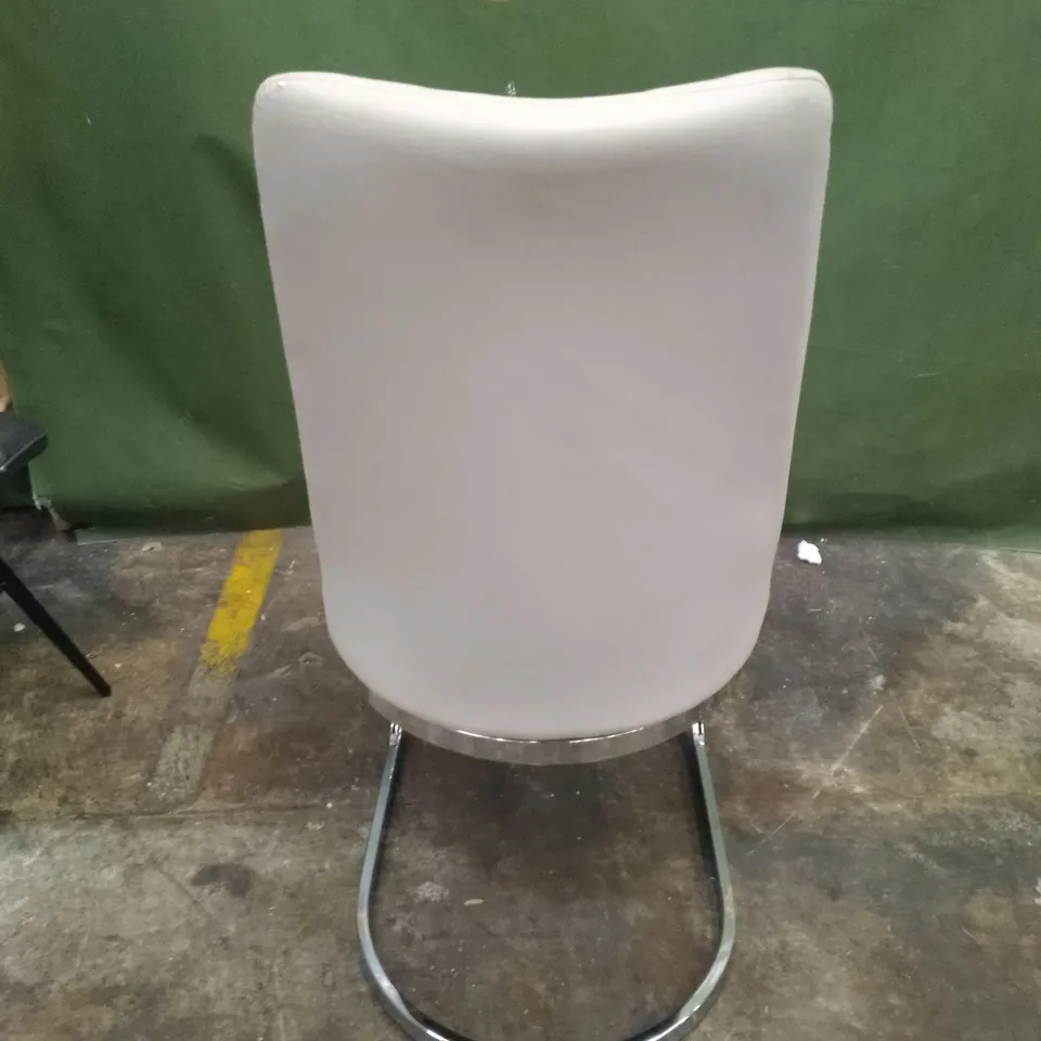 LIGHT GREY LEATHER DINING CHAIR