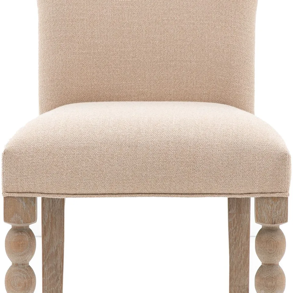 BOXED PAIR OF DINING CHAIRS - OAK/BEIGE 