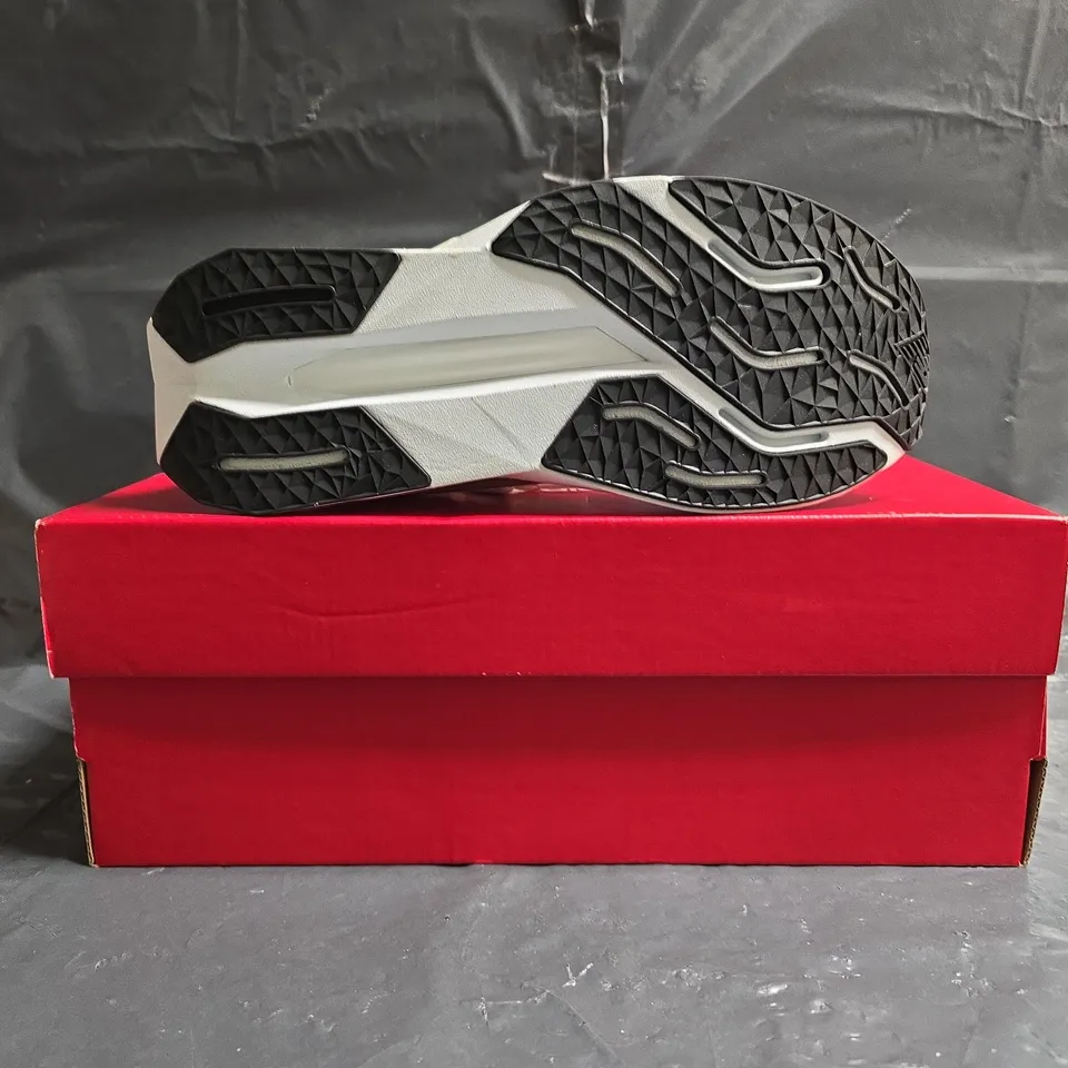 BOXED PAIR OF NEW BALANCE FUELCELL TRAINERS IN WHITE/MULTI SIZE UK 7.5