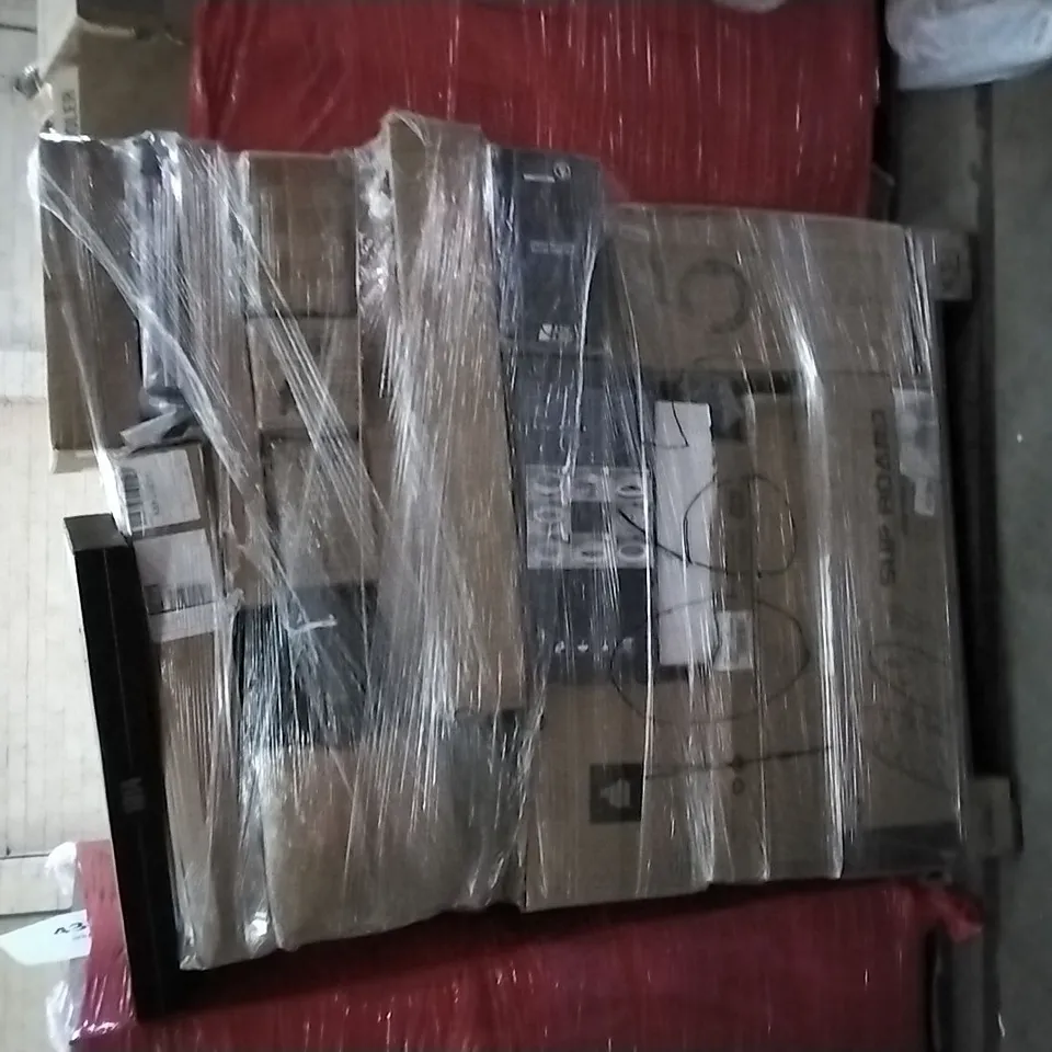 PALLET OF ASSORTED ITEMS INCLUDING CAMMAX SLIP BOARD, SHELL EJECTING TOY FOAM BLASTER, COSYLAND BAMBOO MULTIFUNCTION KITCHEN STEP STOOL, GARDEN GAMES METAL SWING TENNIS, SINGLE HOMTE TABLETOP DISHWASH