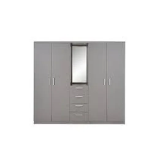 BOXED PANAMA 4-DOOR 4-DRAWER COMBI WARDROBE - GREY (5 BOXES)