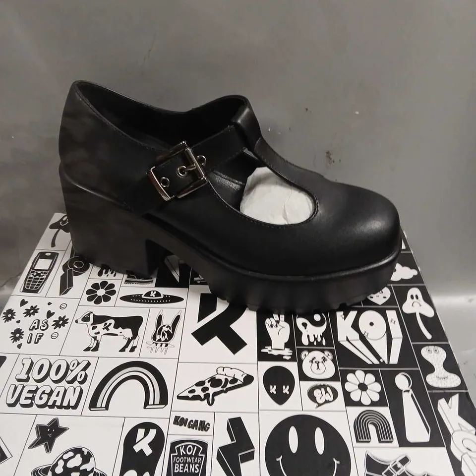 BOXED KOI SAI BLACK MARY JANE SHOES FAUX LEATHER EDITION SIZE 4