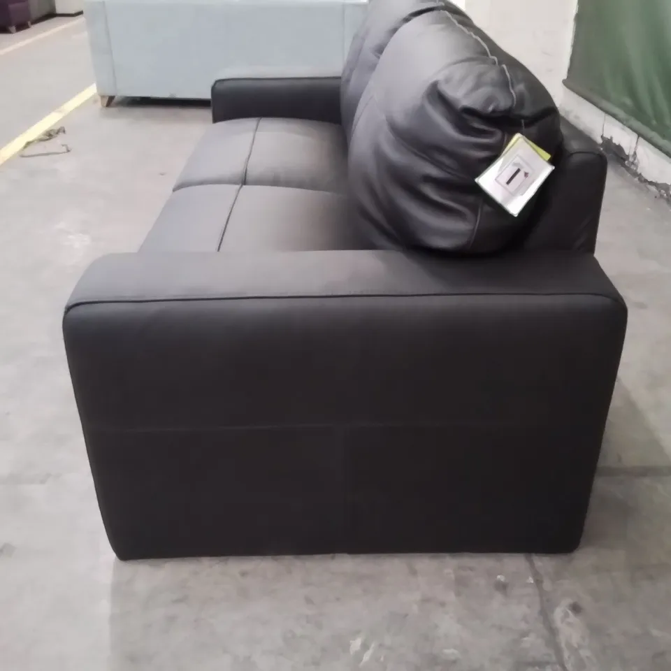 QUALITY DESIGNER FAUX LEATHER BLACK 3 SEATER SOFA 