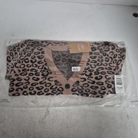 BAGGED VERO MODA NANCY LS V-NECK CARDIGAN – LEOPARD PRINT, UK M