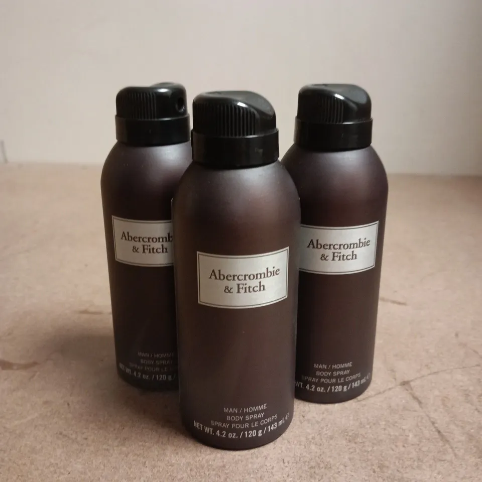 APPROXIMATELY 30 ABERCROMBIE & FITCH MAN BODY SPRAY 120ML