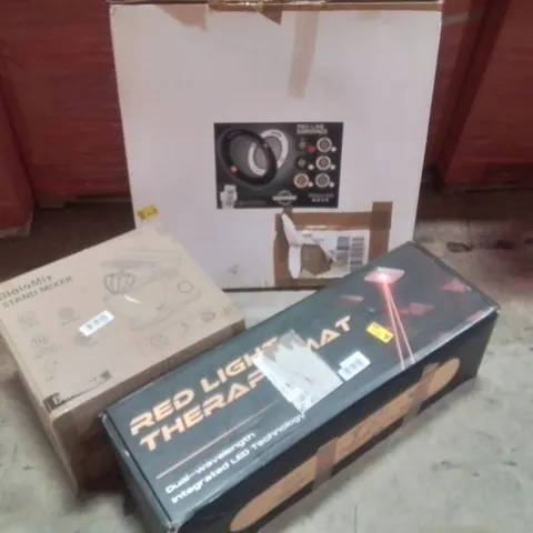 PALLET OF ASSORTED HOUSEHOLD GOODS AND PRODUCTS TO INCLUDE;STAND MIXER,PRO LINE SURROUNDS,RED LIGHT THERAPY MAT AND OTHER ASSORTED ITEMS...