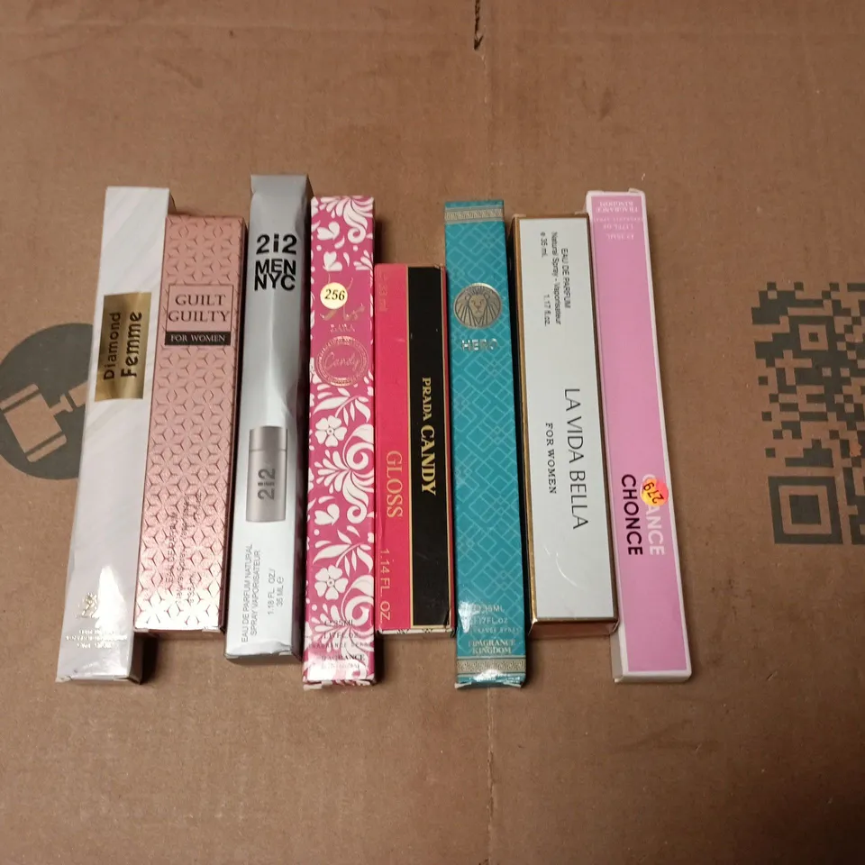 LOT OF 8 ASSORTED BOXED EAU DE PARFUMES TO INCLUDE PRADA, 2I2 AND GUILT GUILTY