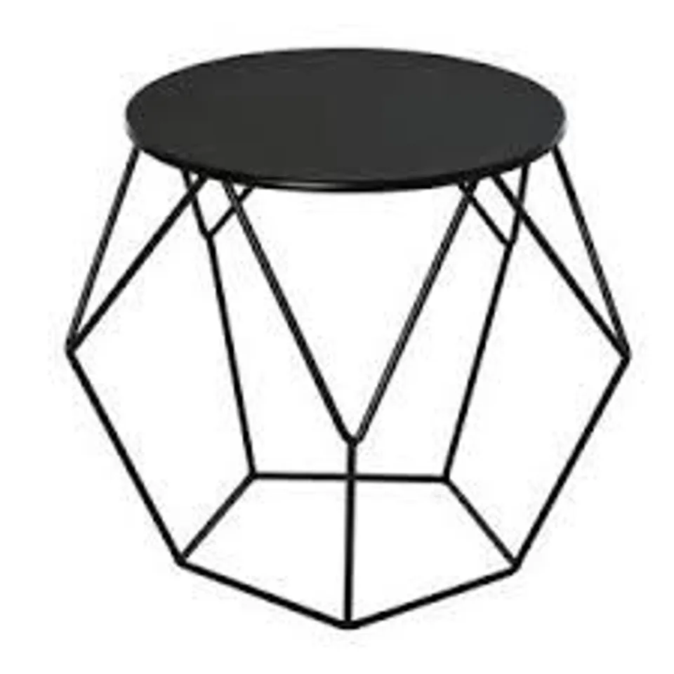 BOXED HOMCOM ROUND SIDE TABLE, MINIMALIST END TABLE WITH STEEL FRAME, SMALL COFFEE TABLE FOR LIVING ROOM, BEDROOM, BLACK