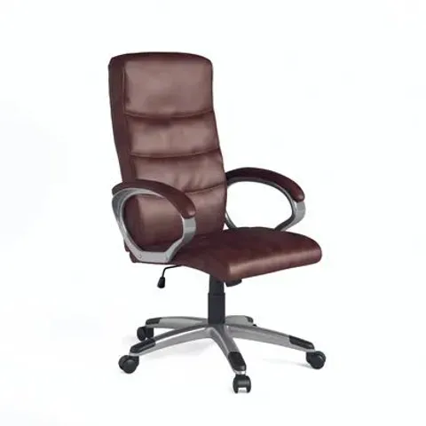 BOXED HAMPTON LEATHER EXECUTIVE OFFICE CHAIR BROWN