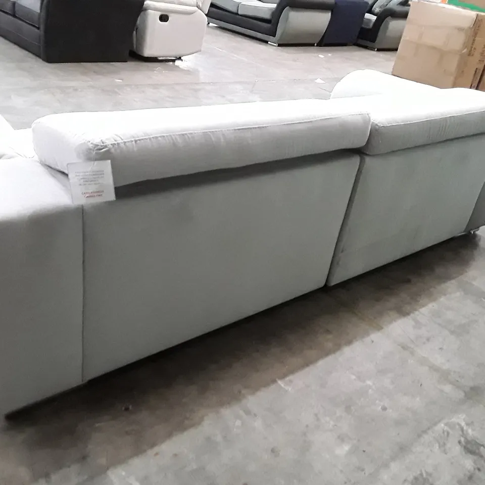 QUALITY DESIGNER 4 SEATER SOFA - LIGHT GREY FABRIC