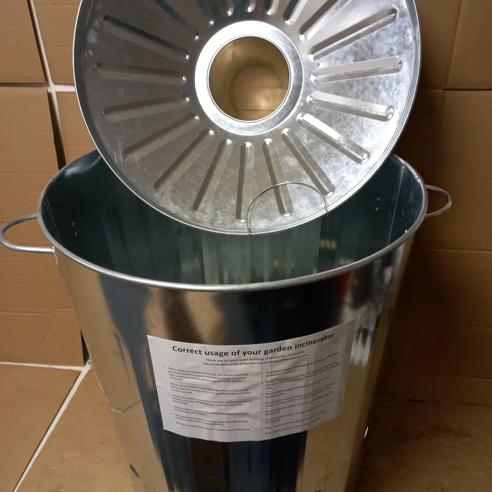 SIMPA 90L GALVANIZED METAL GARDEN INCINERATOR