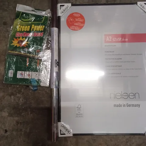 PALLET OF ASSORTED ITEMS INCLUDING - PICTURE FRAME, MOUSE BOARD, WINDOW FILM