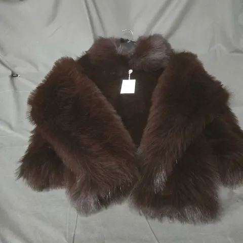 MANGO WOMEN'S FUR COAT – DARK BROWN – SIZE XL (EU XL)