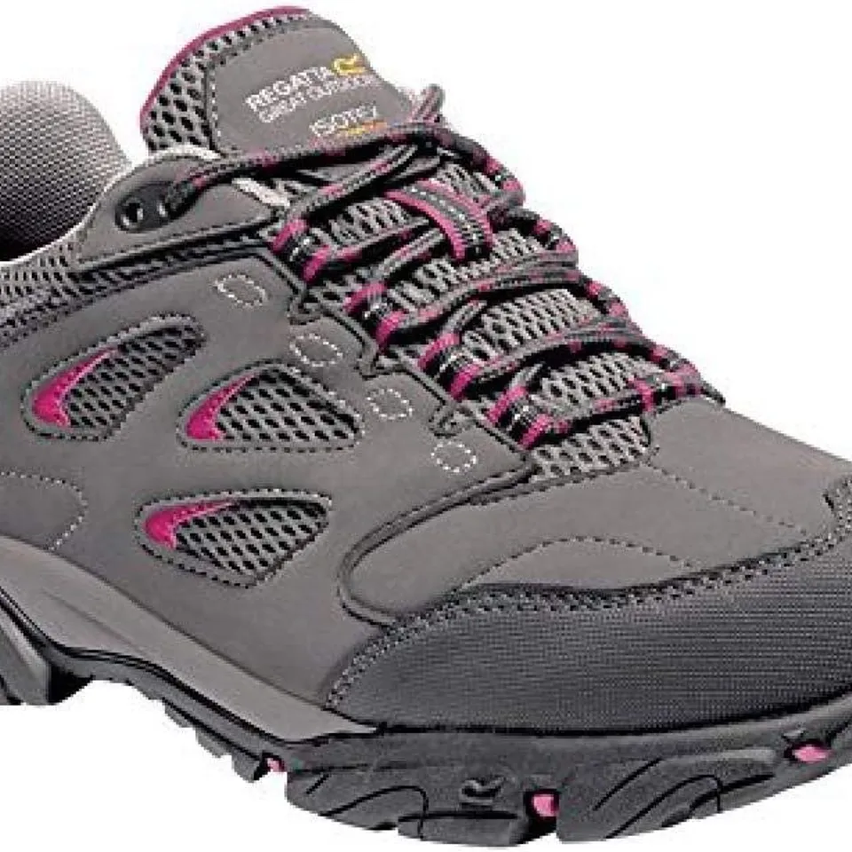 BRAND NEW REGATTA WOMEN'S HOLCOMBE III LOW WALKING SHOES IN STEEL/VIVACIOUS - UK 3
