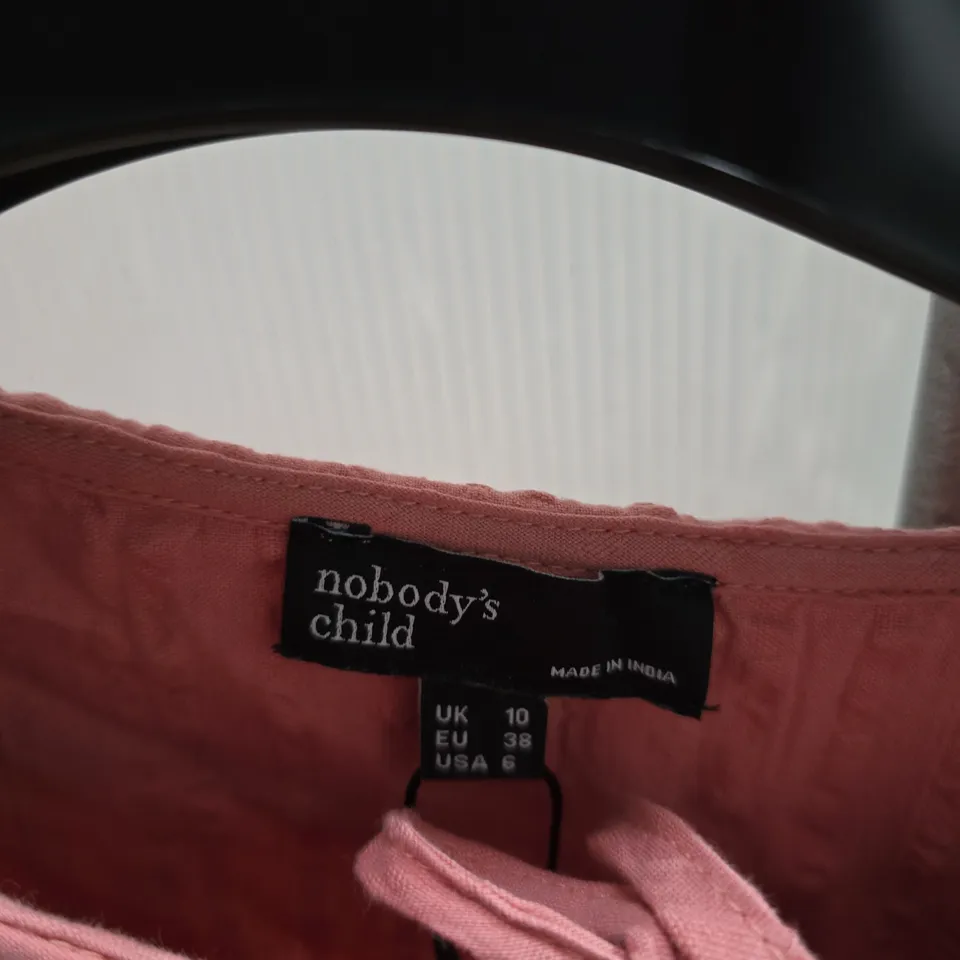 NOBODY'S CHILD PINK BLOUSE UK 10 (EU 38, USA 6)