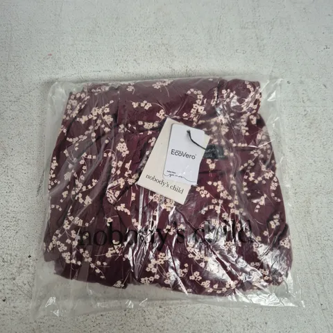 BAGGED NOBODY'S CHILD LAURELLA MIDI DRESS – BURGUNDY FLORAL, UK 12