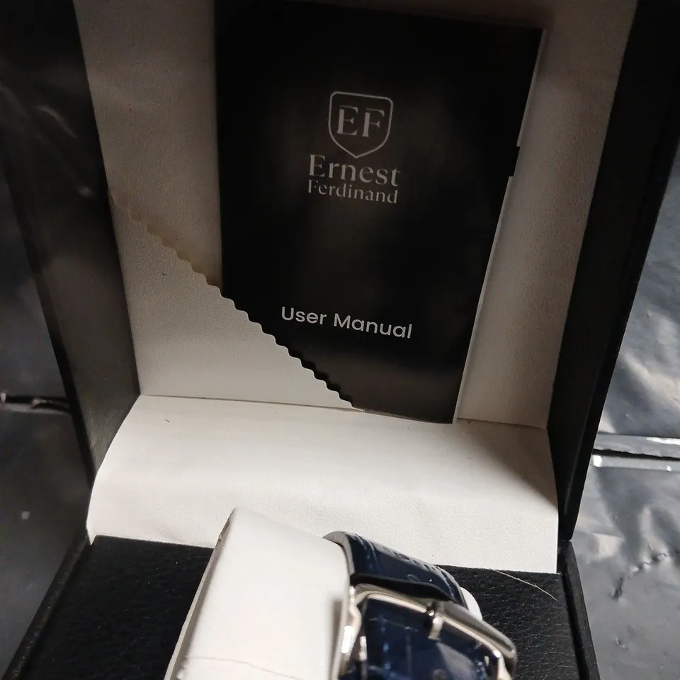 ERNEST FERDINAND QUARTZ WRISTWATCH – BLUE STRAP, BOXED
