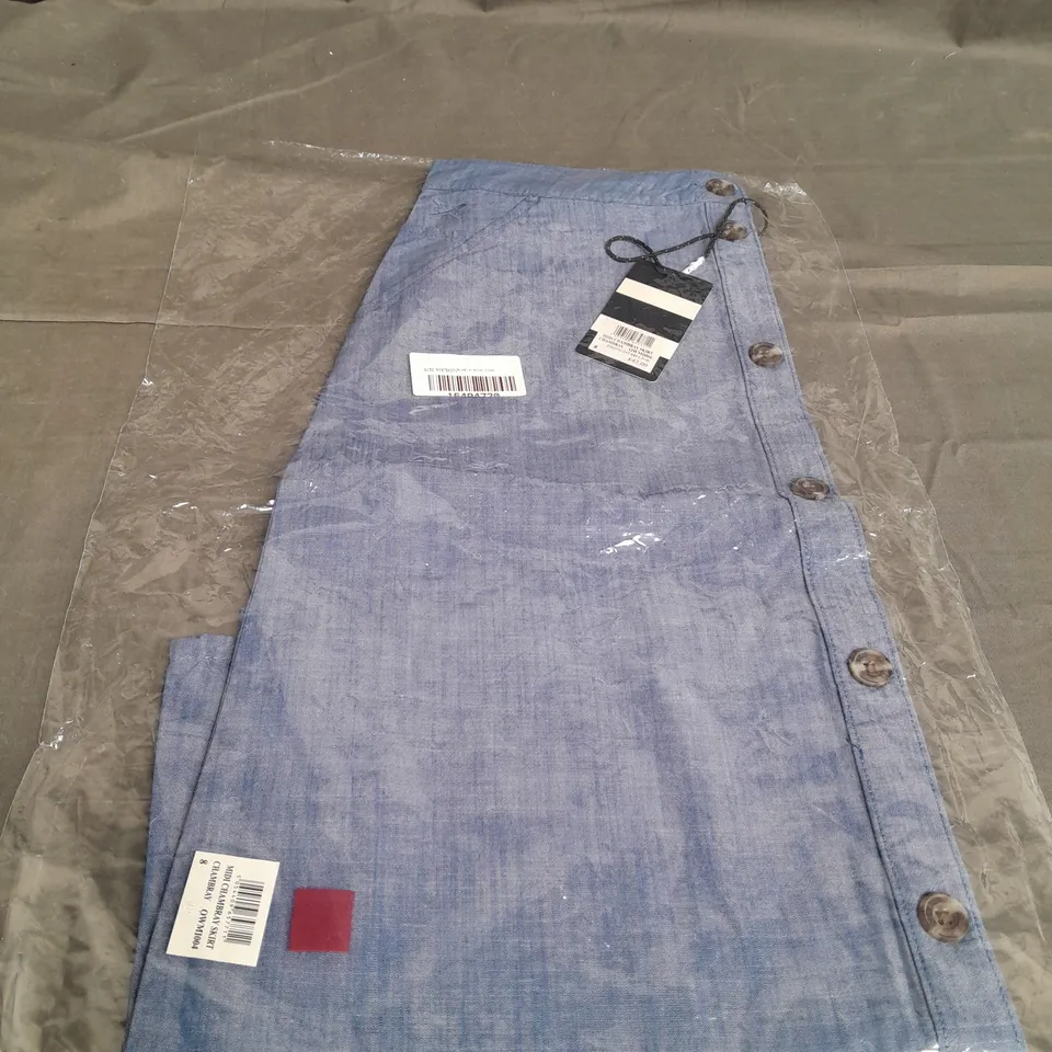 CREW CLOTHING COMPANY MIDI CHAMBRAY SKIRT SIZE 8