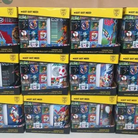 24 ASSORTED BRAND NEW BOXED OFFICIAL FIFA WORLD CUP PANINI HERITAGE MUGS