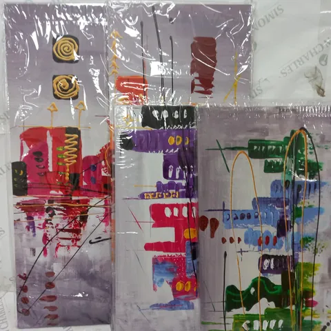 BOXED VISARIO 'ABSTRACT' 4 PIECE IMAGE GRAPHIC ART PRINT ON CANVAS