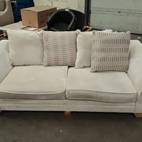 BEIGE FABRIC 3-SEATER SOFA ON WOODEN FEET