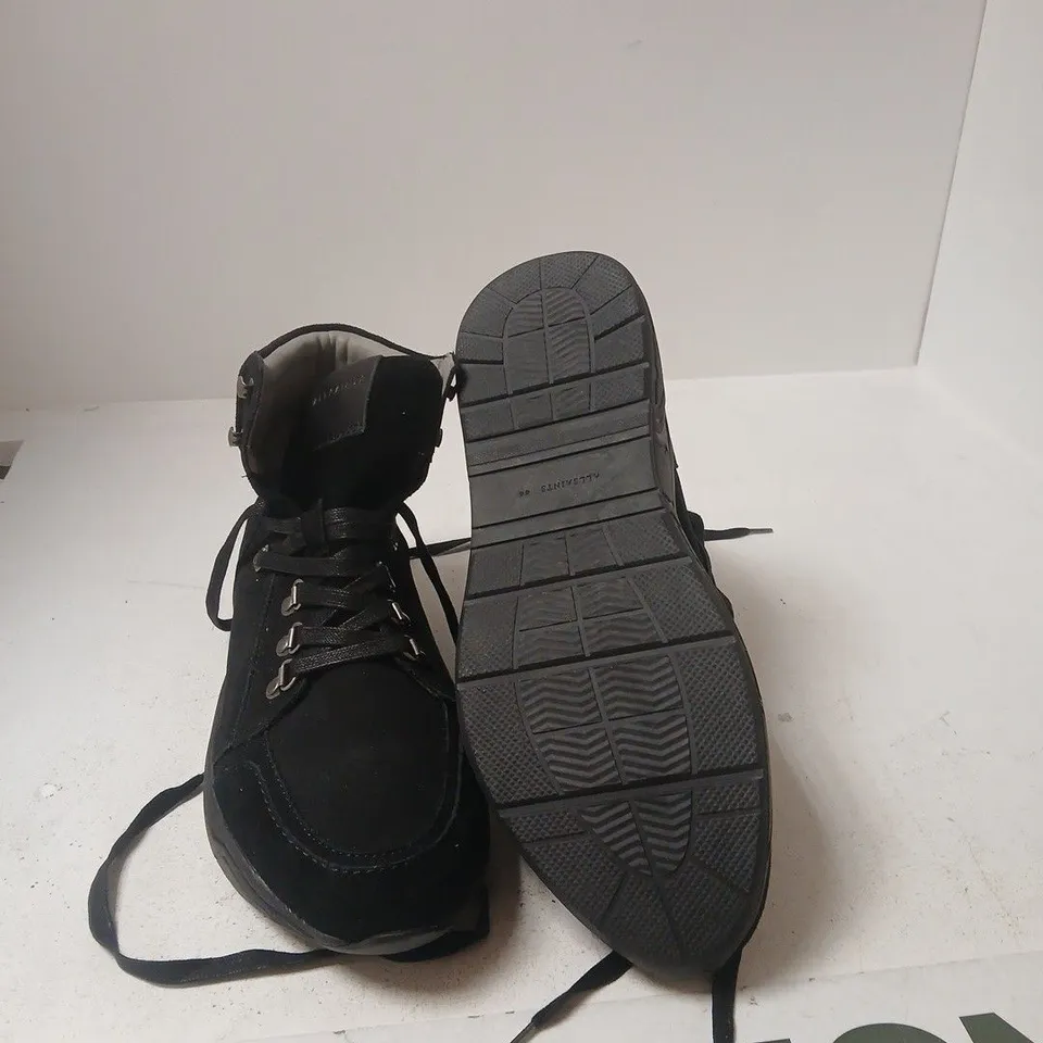 ALL SAINTS BLACK ANKLE-HIGH HIKING BOOT – LACE-UP, RUGGED SOLE - EUR 44