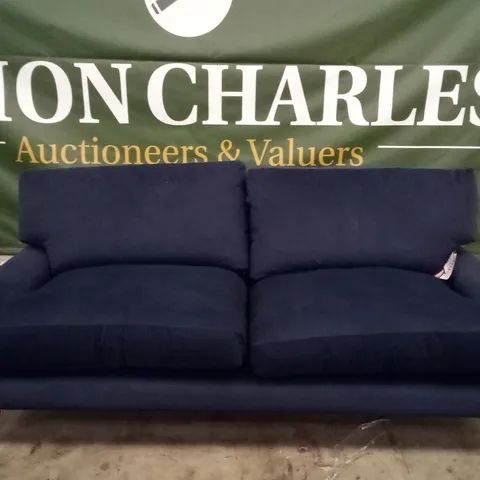 QUALITY THE LOUNGE CO DESIGNER 3 SEATER SOFA - DARK BLUE FABRIC