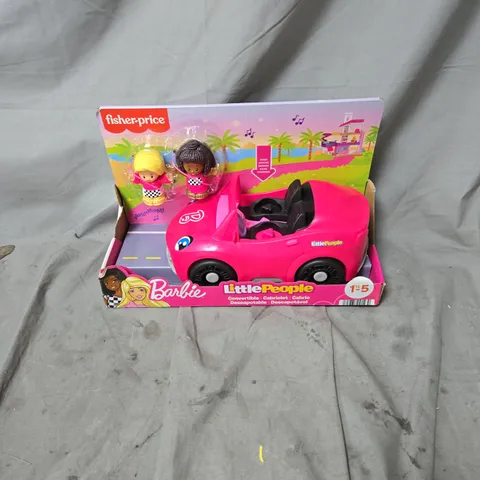 BARBIE LITTLE PEOPLE CONVERTIBLE CAR – PINK, WITH TWO DOLLS (BOXED)