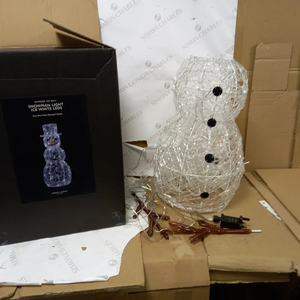 JOHN LEWIS OUTDOOR SNOWMAN LIGHT ICE WHITE LEDS 