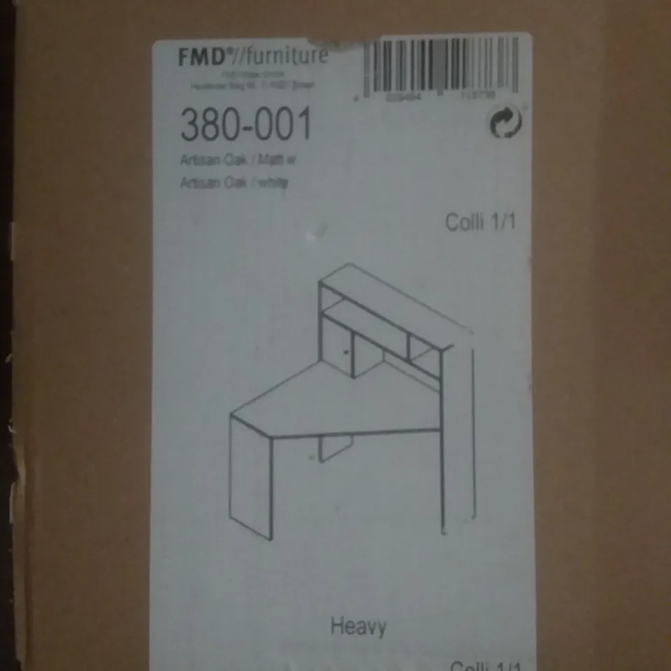 BOXED FMD FURNITURE ARTISAN OAK AND MATTE WHITE CORNER DESK