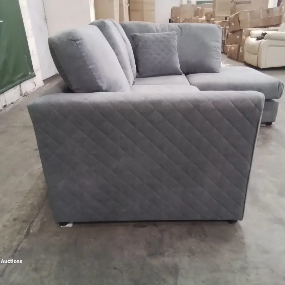 DESIGNER CHAUDRI 2-PIECE UPHOLSTERED CORNER SOFA GREY